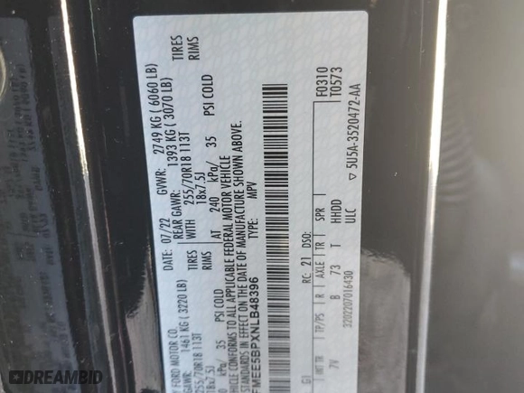 2022 Ford Bronco with VIN 1FMEE5BPXNLB48396, listed as a Copart auction lot 45375945 with 23,960 mi miles and Salvage Title. Bid and sale history available at carsss.com. Image 15.