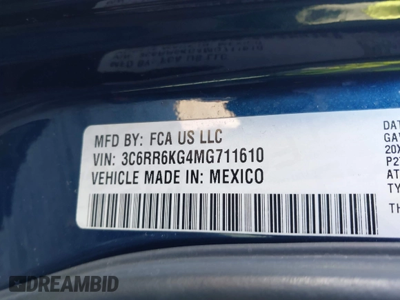 2021 Ram 1500 Tradesman z VIN 3C6RR6KG4MG711610, wystawiony jako IAAI lot #40942505 z przebiegiem 9 949 mil mil oraz . Historia ofert i sprzedaży dostępna na DreamBid. Obrazek 9.