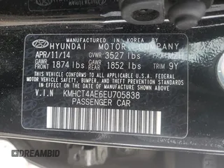 2014 Hyundai Accent GLS z VIN KMHCT4AE6EU705838, wystawiony jako Copart lot #58581515 z przebiegiem 40 265 mil mil oraz Szkoda całkowita • Salvage title. Historia ofert i sprzedaży dostępna na DreamBid. Obrazek 13.