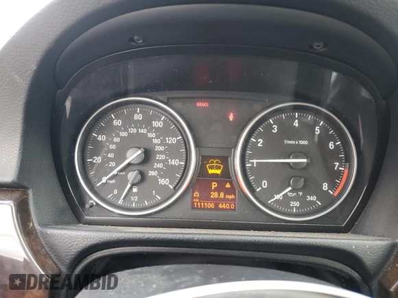 2011 BMW 3 Series 335i xDrive with VIN WBAPL5C58BA920866, listed as a Copart auction lot 52519045 with 111,106 mi miles and Salvage title. Bid and sale history available at DreamBid. Image 9.