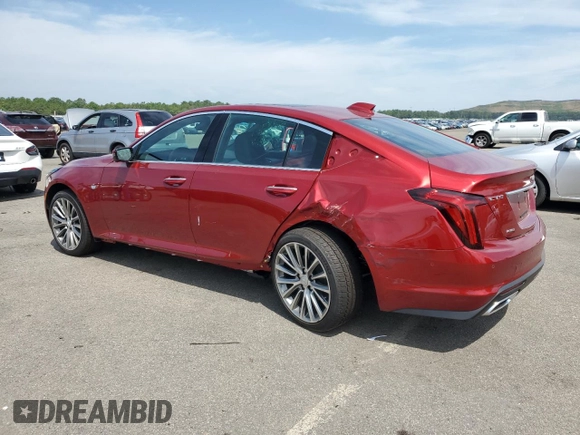 2025 Cadillac CT5 Premium Luxury with VIN 1G6DS5RKXS0109892, listed as a Copart auction lot 61814765 with 1,403 mi miles and Salvage title. Bid and sale history available at DreamBid. Image 2.