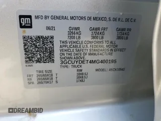 2021 Chevrolet Silverado 1500 LT with VIN 3GCUYDET4MG400195, listed as a Copart auction lot 77699684 with 111,613 mi miles and Salvage Title. Bid and sale history available at carsss.com. Image 12.