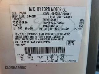 2005 Ford Escape Limited с VIN 1FMYU941X5KB52194, выставлен на аукционе Copart как лот 48726645 с пробегом Не указан миль и Списание • Salvage title. История ставок и продаж доступна на DreamBid. Изображение 13.
