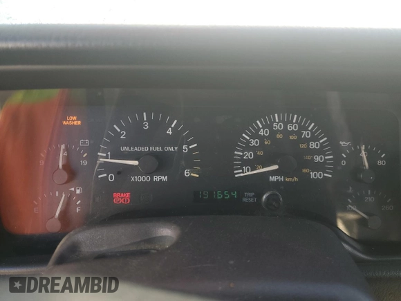 1997 Jeep Cherokee Sport with VIN 1J4FJ68S2VL566709, listed as a Copart auction lot 44800385 with 191,654 mi miles and Non Repairable. Bid and sale history available at carsss.com. Image 9.