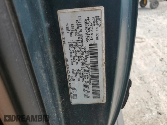 1997 Toyota T100 SR5 z VIN JT4UN24D4V0037751, wystawiony jako Copart lot #58940575 z przebiegiem 225 109 mil mil oraz Czysty tytuł • Clean title. Historia ofert i sprzedaży dostępna na DreamBid. Obrazek 12.