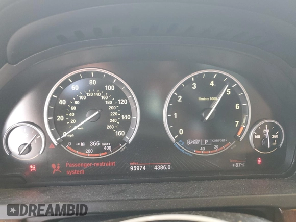 2013 BMW 7 Series 740i with VIN WBAYA6C58DC995008, listed as a Copart auction lot 62008795 with 95,974 mi miles and Salvage title. Bid and sale history available at DreamBid. Image 9.