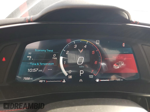 2023 Chevrolet Corvette 2LT with VIN 1G1YB2D44P5109847, listed as a Copart auction lot 45780925 with 7,558 mi miles and Salvage title. Bid and sale history available at DreamBid. Image 9.