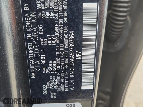 2023 Kia Seltos S with VIN KNDEU2AA5P7397364, listed as a Copart auction lot 64648355 with 20,510 mi miles and Salvage title. Bid and sale history available at DreamBid. Image 12.
