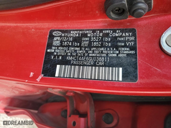 2016 Hyundai Accent SE with VIN KMHCT4AE6GU138811, listed as a Copart auction lot 48689585 with 137,913 mi miles and Salvage Title. Bid and sale history available at carsss.com. Image 14.