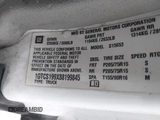 2008 GMC Canyon SLE1 with VIN 1GTCS199X88199845, listed as a IAAI auction lot 40950472 with 165,340 mi miles. Bid and sale history available at carsss.com. Image 9.