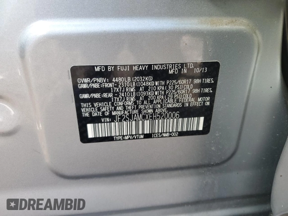 2014 Subaru Forester 2.5i Touring with VIN JF2SJAMCXEH520006, listed as a Copart auction lot 82612514 with 139,786 mi miles and Salvage Title. Bid and sale history available at carsss.com. Image 15.