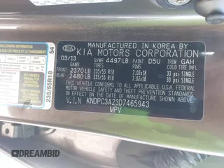 2013 Kia Sportage EX with VIN KNDPC3A23D7465943, listed as a IAAI auction lot 42828113 with 222,309 mi miles and . Bid and sale history available at DreamBid. Image 9.