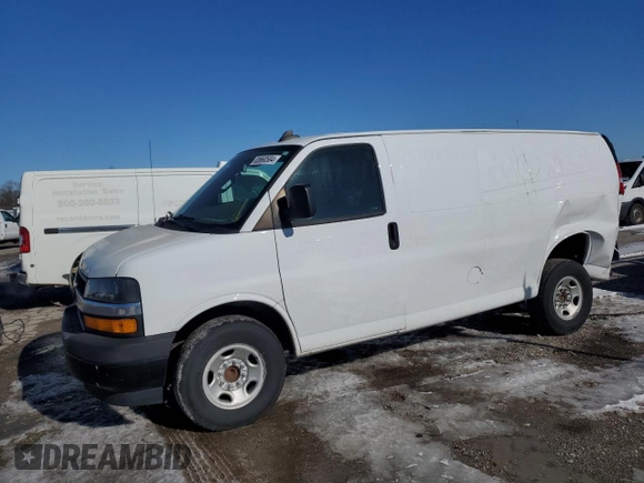 2020 Chevrolet Express Cargo Van with VIN 1GCWGAFG8L1188409, listed as a Copart auction lot 83660584 with 0 mi miles and Salvage Title. Bid and sale history available at carsss.com. Image 1.