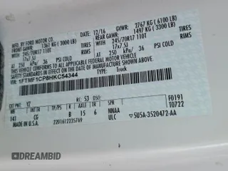 2017 Ford F-150 XL z VIN 1FTMF1CP8HKC54344, wystawiony jako Copart lot #57599445 z przebiegiem 85 997 mil mil oraz Szkoda całkowita • Salvage title. Historia ofert i sprzedaży dostępna na DreamBid. Obrazek 12.