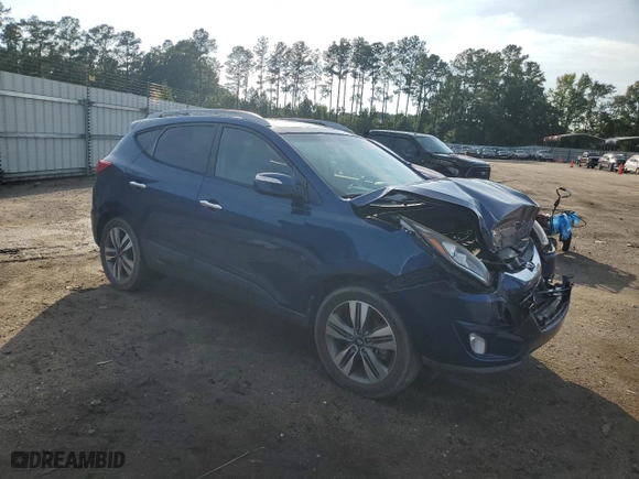2014 Hyundai Tucson Limited with VIN KM8JU3AG7EU920841, listed as a Copart auction lot 65136724 with 56,799 mi miles and Salvage Title. Bid and sale history available at carsss.com. Image 4.