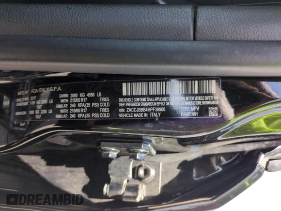 2017 Jeep Renegade Latitude z VIN ZACCJBBB4HPF38906, wystawiony jako Copart lot #56379205 z przebiegiem 65 908 mil mil oraz Szkoda całkowita • Salvage title. Historia ofert i sprzedaży dostępna na DreamBid. Obrazek 14.