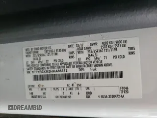 2017 Ford Transit with VIN 1FTYR3XM3HKA86312, listed as a Copart auction lot 49277455 with 139,701 mi miles and Salvage title. Bid and sale history available at DreamBid. Image 14.