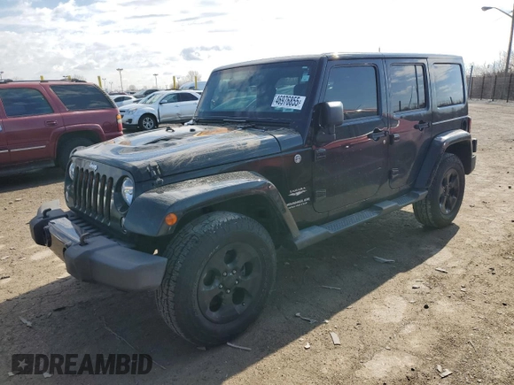 2014 Jeep Wrangler Unlimited Sahara with VIN 1C4BJWEG1EL107711, listed as a Copart auction lot 46976855 with 0 mi miles and Salvage Title. Bid and sale history available at carsss.com. Image 1.