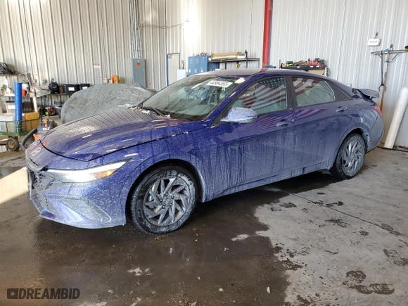 2024 Hyundai Elantra Hybrid Blue with VIN KMHLM4DJXRU109756, listed as a Copart auction lot 44984365 with 6,418 mi miles and Non Repairable. Bid and sale history available at carsss.com. Image 1.