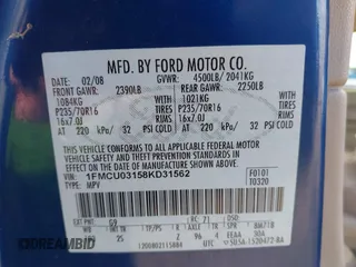 2008 Ford Escape XLT z VIN 1FMCU03158KD31562, wystawiony jako IAAI lot #42319652 z przebiegiem 123 926 mil mil oraz . Historia ofert i sprzedaży dostępna na DreamBid. Obrazek 9.