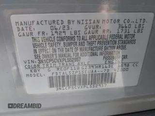 2023 Nissan Kicks SV with VIN 3N1CP5CVXPL552957, listed as a IAAI auction lot 42264347 with 29,463 mi miles and . Bid and sale history available at DreamBid. Image 9.