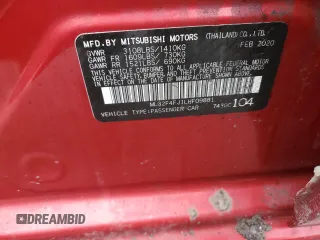 2020 Mitsubishi Mirage G4 SE with VIN ML32F4FJ1LHF09881, listed as a Copart auction lot 46986585 with 70,113 mi miles and Salvage Title. Bid and sale history available at carsss.com. Image 13.