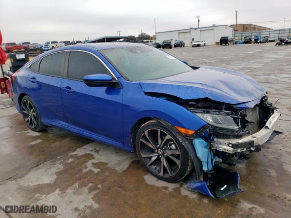 2019 Honda Civic Sedan Sport with VIN 2HGFC2F8XKH577001, listed as a Copart auction lot 45701045 with 58,276 mi miles and Salvage Title. Bid and sale history available at carsss.com. Image 4.