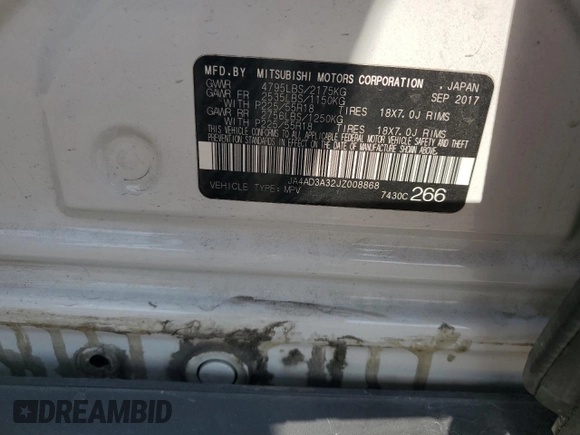 2018 Mitsubishi Outlander SE with VIN JA4AD3A32JZ008868, listed as a Copart auction lot 59856925 with 133,909 mi miles and Salvage title. Bid and sale history available at DreamBid. Image 14.