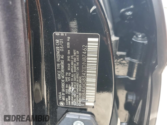2001 BMW 7 Series 740i с VIN WBAGG83421DN87462, выставлен на аукционе Copart как лот 54761195 с пробегом 11 490 миль миль и Чистый • Clean title. История ставок и продаж доступна на DreamBid. Изображение 12.