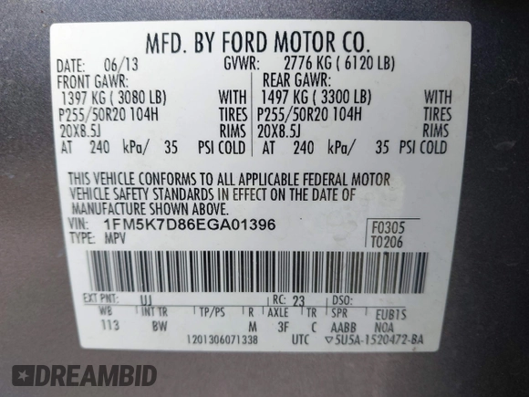 2014 Ford Explorer XLT z VIN 1FM5K7D86EGA01396, wystawiony jako IAAI lot #42123769 z przebiegiem 159 559 mil mil oraz . Historia ofert i sprzedaży dostępna na DreamBid. Obrazek 9.