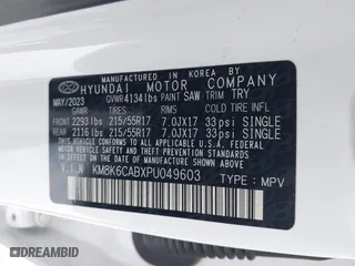 2023 Hyundai Kona SEL with VIN KM8K6CABXPU049603, listed as a IAAI auction lot 41230916 with 9,519 mi miles. Bid and sale history available at carsss.com. Image 9.