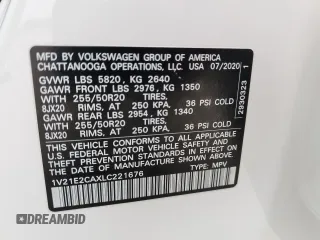 2020 Volkswagen Atlas SE with VIN 1V21E2CAXLC221676, listed as a Copart auction lot 50775655 with 82,648 mi miles and Clean title. Bid and sale history available at DreamBid. Image 14.