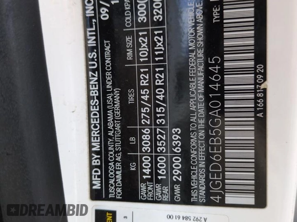 2016 Mercedes-Benz GLE 450 AMG z VIN 4JGED6EB5GA014645, wystawiony jako Copart lot #57311015 z przebiegiem 181 709 mil mil oraz Szkoda całkowita • Salvage title. Historia ofert i sprzedaży dostępna na DreamBid. Obrazek 12.