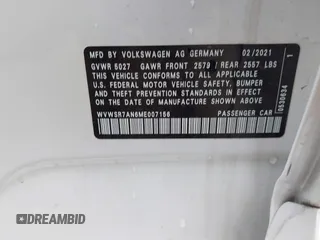2021 Volkswagen Arteon SEL R-Line z VIN WVWSR7AN6ME007156, wystawiony jako IAAI lot #42254735 z przebiegiem 32 004 mil mil oraz . Historia ofert i sprzedaży dostępna na DreamBid. Obrazek 9.
