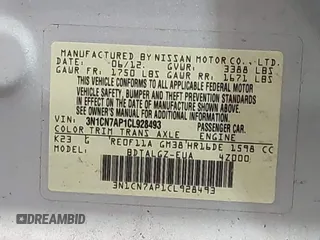 2012 Nissan Versa SV with VIN 3N1CN7AP1CL928493, listed as a IAAI auction lot 42417672 with 140,687 mi miles and . Bid and sale history available at DreamBid. Image 9.