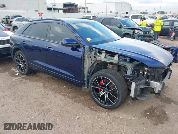 2022 Audi Q8 Prestige with VIN WA1FVBF14ND027851, listed as a IAAI auction lot 41155706 with 54,584 mi miles. Bid and sale history available at carsss.com. Image 1.