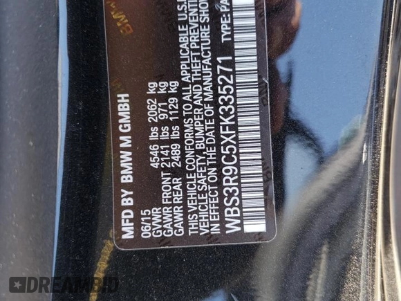 2015 BMW M4 with VIN WBS3R9C5XFK335271, listed as a Copart auction lot 66409263 with 0 mi miles. Bid and sale history available at carsss.com. Image 14.