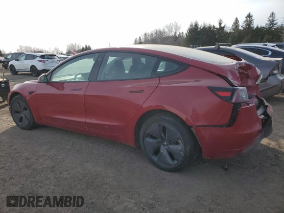2022 Tesla Model 3 with VIN 5YJ3E1EA8NF167107, listed as a Copart auction lot 48128335 with 218,144 mi miles and Salvage Title. Bid and sale history available at carsss.com. Image 2.