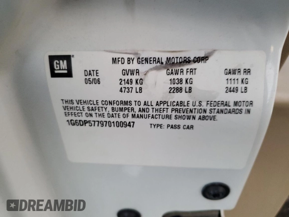 2007 Cadillac CTS with VIN 1G6DP577970100947, listed as a Copart auction lot 83350024 with 127,933 mi miles and Salvage Title. Bid and sale history available at carsss.com. Image 14.