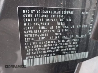 2016 Volkswagen Tiguan SE with VIN WVGBV7AX7GW526904, listed as a IAAI auction lot 42590816 with 73,758 mi miles and . Bid and sale history available at DreamBid. Image 9.