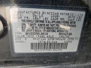 2014 Nissan Note S Plus with VIN 3N1CE2CP0EL356724, listed as a Copart auction lot 63025495 with Not provided miles and Salvage title. Bid and sale history available at DreamBid. Image 12.