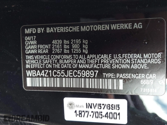 2018 BMW 4 Series 430i z VIN WBA4Z1C55JEC59897, wystawiony jako IAAI lot #41774609 z przebiegiem 80 017 mil mil oraz . Historia ofert i sprzedaży dostępna na DreamBid. Obrazek 9.