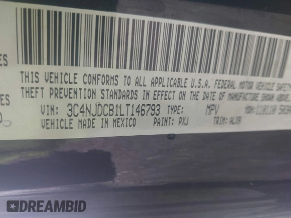 2020 Jeep Compass Limited with VIN 3C4NJDCB1LT146793, listed as a IAAI auction lot 41661239 with 91,148 mi miles and . Bid and sale history available at DreamBid. Image 9.