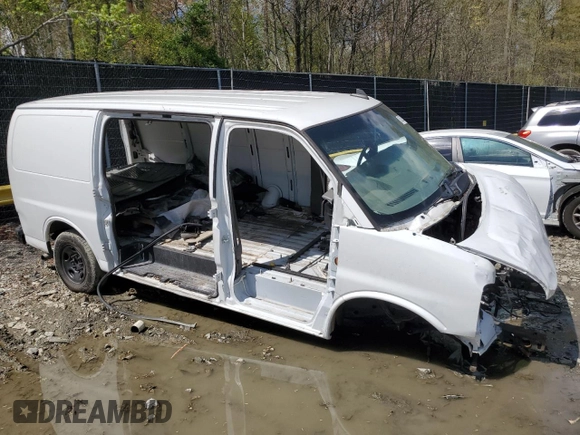 2018 Chevrolet Express Cargo Van with VIN 1GCWGAFP2J1344554, listed as a Copart auction lot 50528935 with 0 mi miles and Salvage Title. Bid and sale history available at carsss.com. Image 4.
