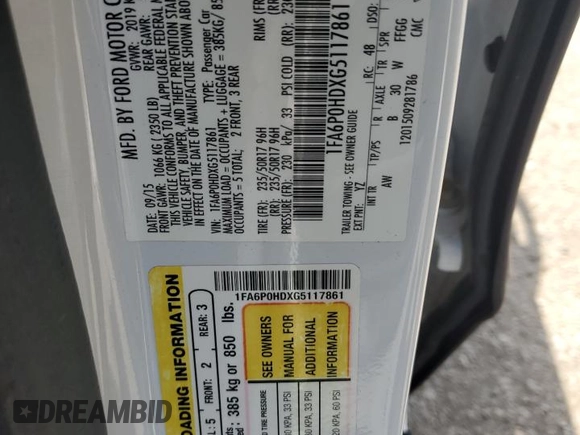 2016 Ford Fusion SE with VIN 1FA6P0HDXG5117861, listed as a Copart auction lot 57295625 with 116,300 mi miles and Clean title. Bid and sale history available at DreamBid. Image 12.