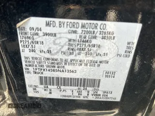 2005 Ford F-150 XLT with VIN 1FTPX14585NA13563, listed as a Copart auction lot 63709515 with 248,403 mi miles and Clean title. Bid and sale history available at DreamBid. Image 10.