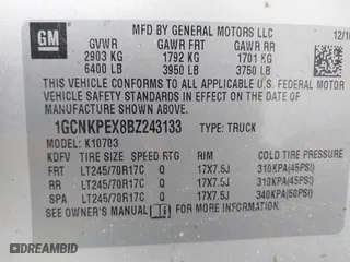 2011 Chevrolet Silverado 1500 Work Truck with VIN 1GCNKPEX8BZ243133, listed as a IAAI auction lot 41796052 with 123,709 mi miles. Bid and sale history available at carsss.com. Image 9.