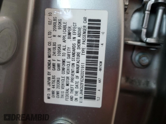 2010 Acura TSX with VIN JH4CU2F62AC021911, listed as a Copart auction lot 52683215 with 159,980 mi miles and Salvage Title. Bid and sale history available at carsss.com. Image 15.