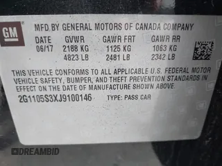 2018 Chevrolet Impala LT z VIN 2G1105S3XJ9100146, wystawiony jako IAAI lot #42053381 z przebiegiem 126 866 mil mil oraz . Historia ofert i sprzedaży dostępna na DreamBid. Obrazek 9.