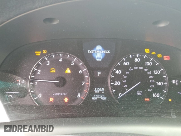 2007 Lexus LS 460 L with VIN JTHGL46F375014799, listed as a Copart auction lot 53912115 with 150,120 mi miles and Salvage title. Bid and sale history available at DreamBid. Image 9.
